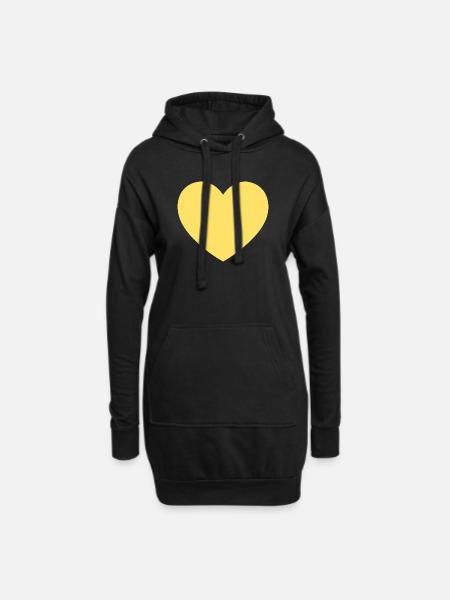 gelbes Herz gelb Geschenk Valentinstag - Hoodie-Kleid - Schwarz