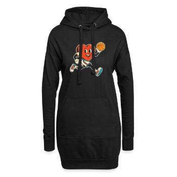 Basketball Herz Mascot Sprint - Hoodie-Kleid - Schwarz - Vorne