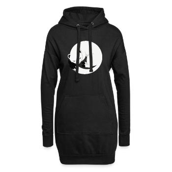 Süßer schlafender Hermelin minimalistischen Stil - Hoodie-Kleid - Schwarz - Vorne