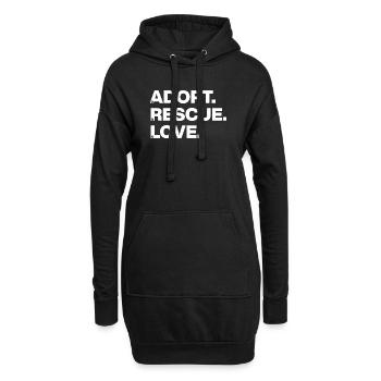 ADOPTER, SAUVER, AIMER, ANIMAL AMOUR, ADOPTION D’ANIMAUX DE COMPAGNIE w - Sweat-shirt à capuche long Femme - noir - Devant