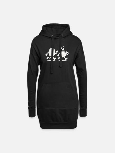 Koffein-Sprint: Bean & Cup Run - Hoodie-Kleid - Schwarz