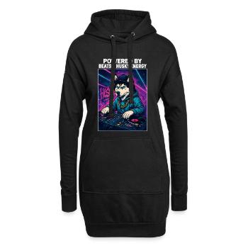 Husky DJ – Streetwear urbain avec Beats Energy - Sweat-shirt à capuche long Femme - noir - Devant