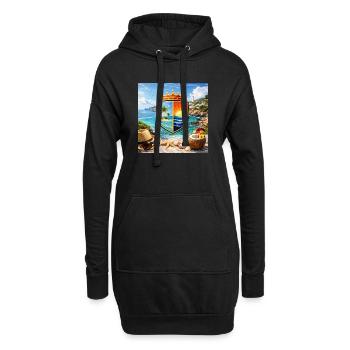 Blason côtier Bouclier tropical - Sweat-shirt à capuche long Femme - noir - Devant