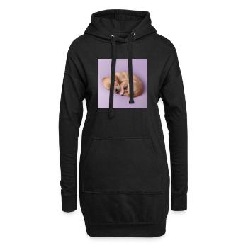 Schlafender Welpe auf fliederfarbenem Hintergrund - Hoodie-Kleid - Schwarz - Vorne
