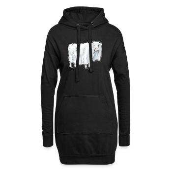 Vache Halloween fantôme - Sweat-shirt à capuche long Femme - noir - Devant