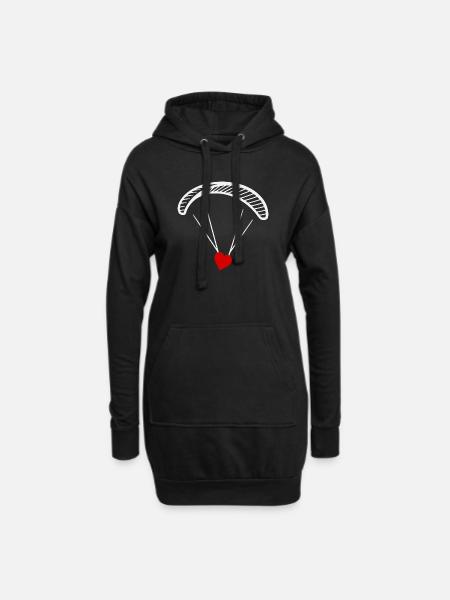 Paragleiter - Gleitschirm mit Herz - Valentinstag - Hoodie-Kleid - Schwarz