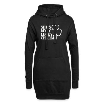 C’est mon trèfle porte-bonheur - Sweat-shirt à capuche long Femme - noir - Devant