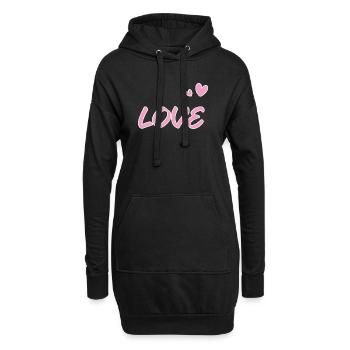 Pastellliebe und gezeichnete Herzen - Hoodie-Kleid - Schwarz - Vorne