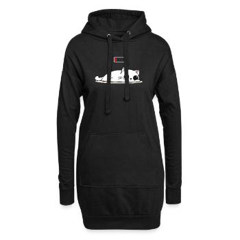 Batterie faible – Chat mignon en mode batterie sociale - Sweat-shirt à capuche long Femme - noir - Devant