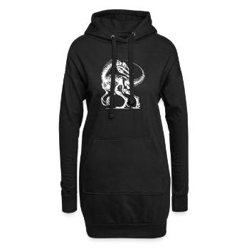 Tattoo Dino Fossilfieber im Comicstil - Hoodie-Kleid - Schwarz - Vorne