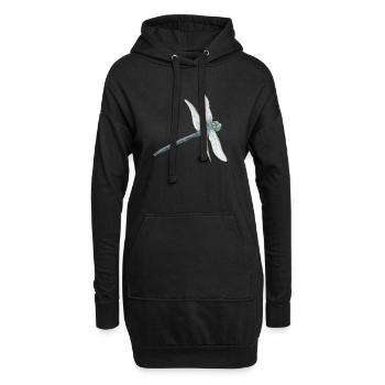 Illustration de libellule sarcelle - Sweat-shirt à capuche long Femme - noir - Devant