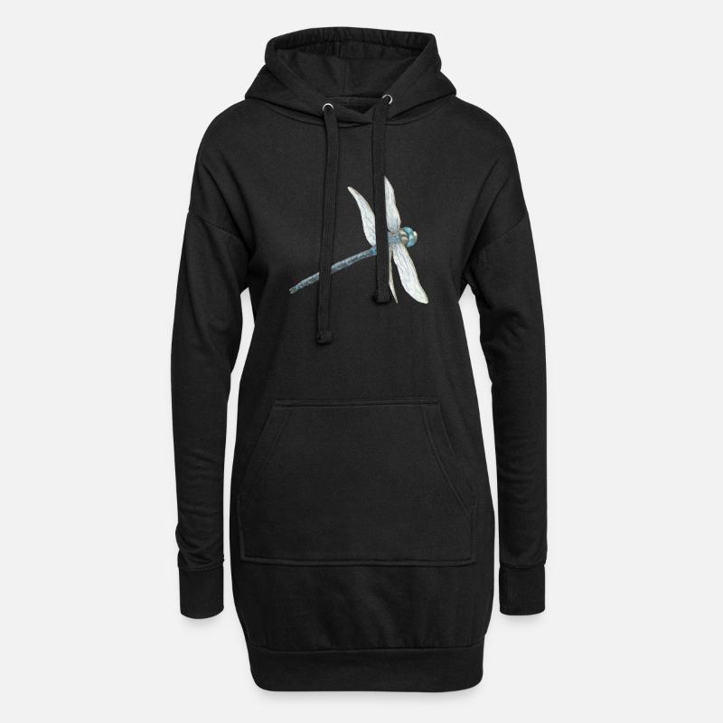 Blaugrüne Libelle Illustration - Hoodie-Kleid - Schwarz