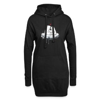 Deux ours polaires câlins sur la banquise - Sweat-shirt à capuche long Femme - noir - Devant