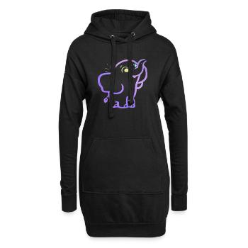 Fröhlicher, lila Umriss Elefant - Hoodie-Kleid - Schwarz - Vorne
