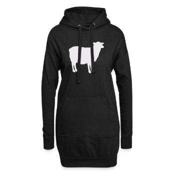 Schaf-Silhouette - Hoodie-Kleid - Schwarz - Vorne