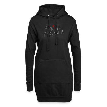 Chats, battement de cœur, cadeau pour l’amoureux des chats - Sweat-shirt à capuche long Femme - noir - Devant