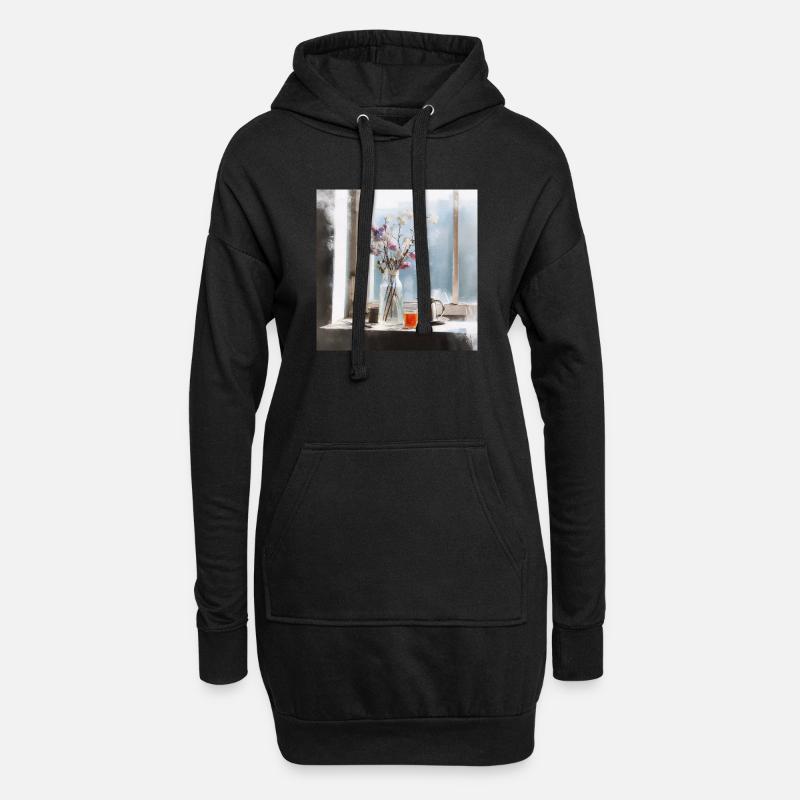 Friedliche Ruhe - Hoodie-Kleid - Schwarz
