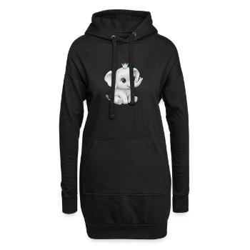 Bébé éléphant royal - Sweat-shirt à capuche long Femme - noir - Devant