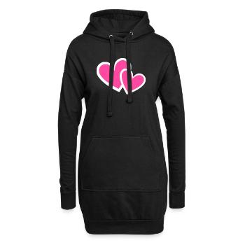 Valentinstag Pink Heart, Valentinstag - Hoodie-Kleid - Schwarz - Vorne