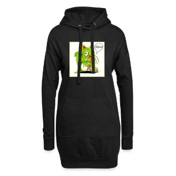 Cartoon Catfish in Cat Costume - Hoodie-Kleid - Schwarz - Vorne