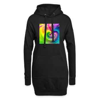 Tourbillon de couleurs Arc-en-ciel néon - Sweat-shirt à capuche long Femme - noir - Devant