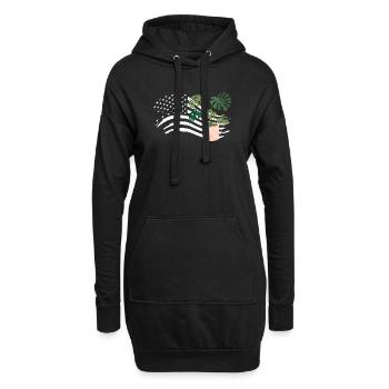 Amerikanische Flagge Pflanzenliebhaber Pflanzen - Hoodie-Kleid - Schwarz - Vorne