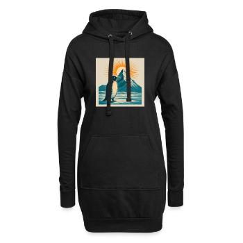 Soleil polaire sur le paysage montagneux - Sweat-shirt à capuche long Femme - noir - Devant