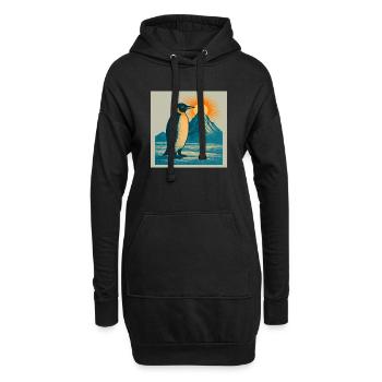 Pinguin im Sonnenaufgang am Bergmeer - Hoodie-Kleid - Schwarz - Vorne