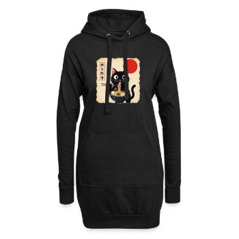 Katzensuppe mit roter Sonne - Hoodie-Kleid - Schwarz - Vorne