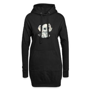 Kleiner Elefant im Aquarellstil - Hoodie-Kleid - Schwarz - Vorne