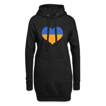 Flaggenherz in den Farben der Ukraine - Hoodie-Kleid - Schwarz - Vorne
