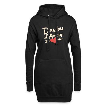 Valentinstags-Liebesplüschtier, süßer Romantiker - Hoodie-Kleid - Schwarz - Vorne