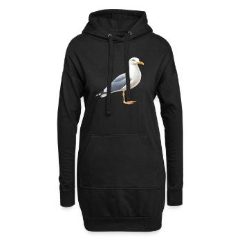 Küstenwolken Möwe - Hoodie-Kleid - Schwarz - Vorne