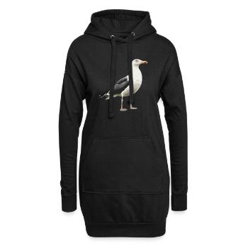 Möwen-Illustration im Vintage-Stil - Hoodie-Kleid - Schwarz - Vorne