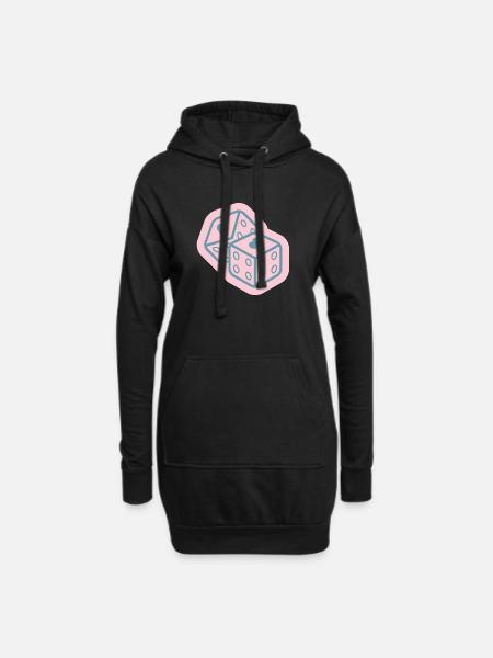 Heart-Dice-Design - Hoodie-Kleid - Schwarz