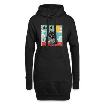 Kawaii Cat Eating Ramen Noodles Katze - Hoodie-Kleid - Schwarz - Vorne