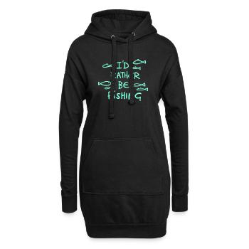 Ich würde lieber angeln! Angeln und Anglergeschenke - Hoodie-Kleid - Schwarz - Vorne