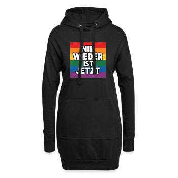 Nie wieder ist Jetzt! - Cool Pride-Logo - Hoodie-Kleid - Schwarz - Vorne