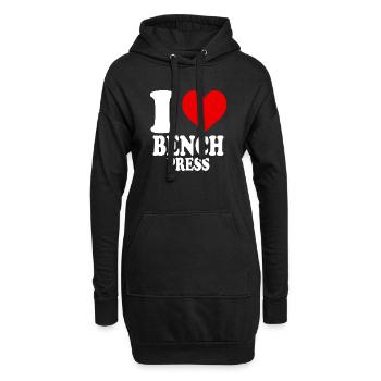 J’adore le développé couché, la salle de sport, le bodybuilding, le fitness - Sweat-shirt à capuche long Femme - noir - Devant