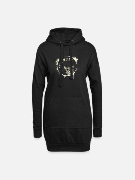 Stay Weird – Graffiti Katze Vintage Effekt - Hoodie-Kleid - Schwarz