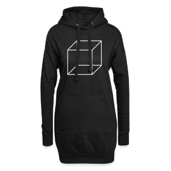 Geometrischer Drahtwürfel - Hoodie-Kleid - Schwarz - Vorne