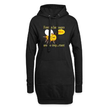 Abeille avec bulle de dialogue - Sweat-shirt à capuche long Femme - noir - Devant
