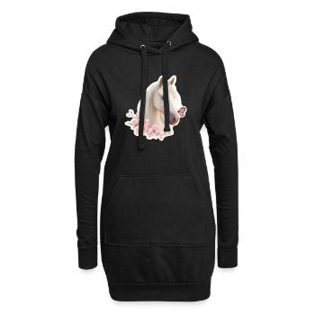 Cheval avec papillon - Sweat-shirt à capuche long Femme - noir - Devant