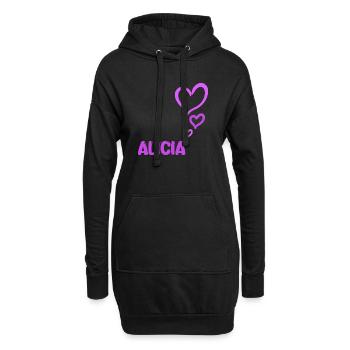 Alicia als Name - Hoodie-Kleid - Schwarz - Vorne
