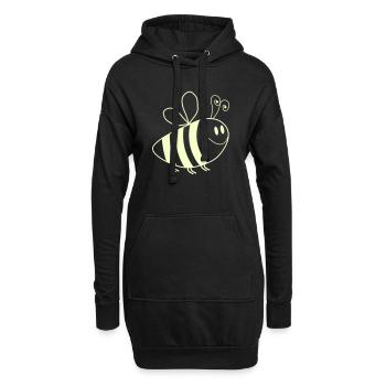 Motif des abeilles souriantes - Sweat-shirt à capuche long Femme - noir - Devant