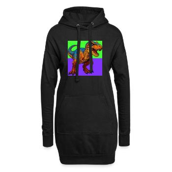 Dinosaurier - Hoodie-Kleid - Schwarz - Vorne
