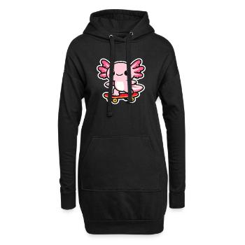 Axolotl dragon en planche à roulettes câlin - Sweat-shirt à capuche long Femme - noir - Devant