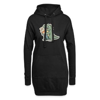 Dino Einschulung Personalisierbar Name Schule - Hoodie-Kleid - Schwarz - Vorne