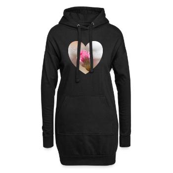 Printemps amour d’un cœur de fleur rose - Sweat-shirt à capuche long Femme - noir - Devant