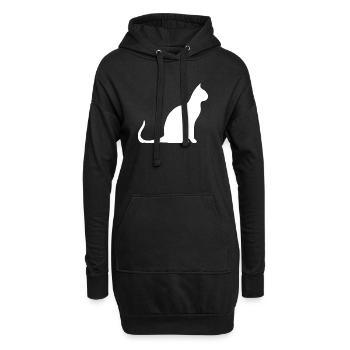 Katze Silhouette Design minimaliste Amoureuse des chats - Sweat-shirt à capuche long Femme - noir - Devant